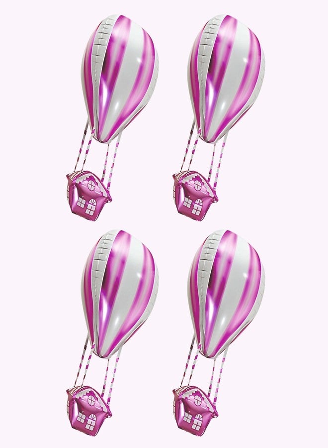 YOURS DECOR بالون فويل رباعي الأبعاد من يورز ديكور، حجم كبير، عبوة من 4 قطع، بالون فويل على شكل مظلة لتزيين حفلات أعياد ميلاد الأطفال، أدوات تزيين المنزل (وردي) - Image 2